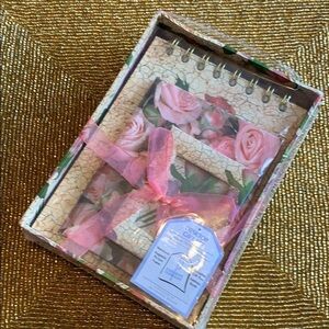 Desktop floral gift desk set, journal picture frame boxed 4 piece stationery set